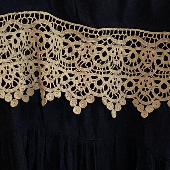 Free People Intimately Womens Sz XSmall Star Slip Crochet Black Boho Dress - Picture 6 of 16